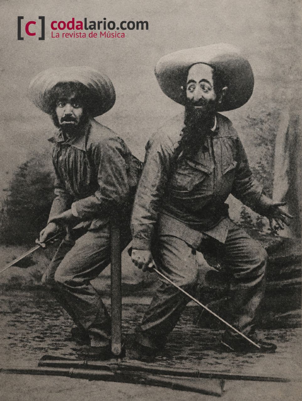 Los actores c�micos Vicente Garc�a Valero y Ram�n Rosell como guerrilleros en Cuba libre (1887)