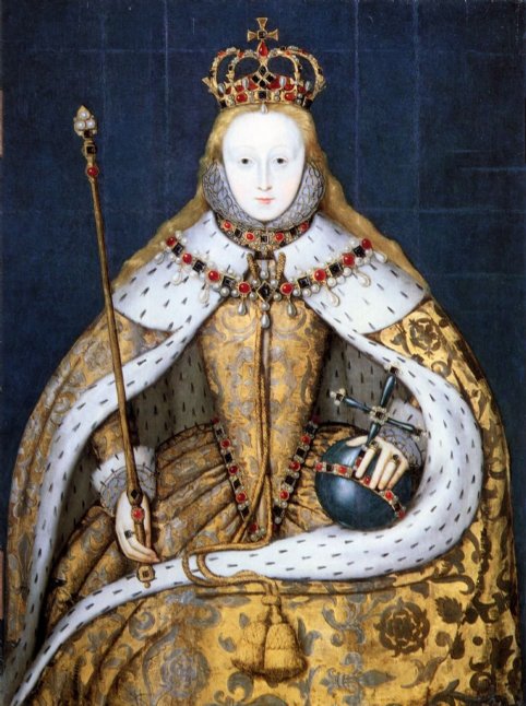 Retrato de Elizabeth I durante su coronaci�n [an�nimo; copia de entre 1600-1610 del original de 1559; National Portrait Gallery, London]