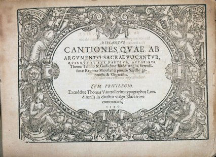 Portada de las Cantiones sacr� en su edici�n originalde 1575.