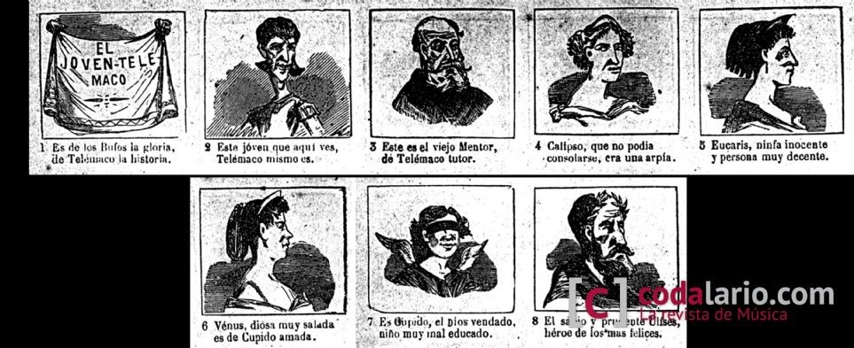 Personajes de la zarzuela bufa El joven Tel�maco