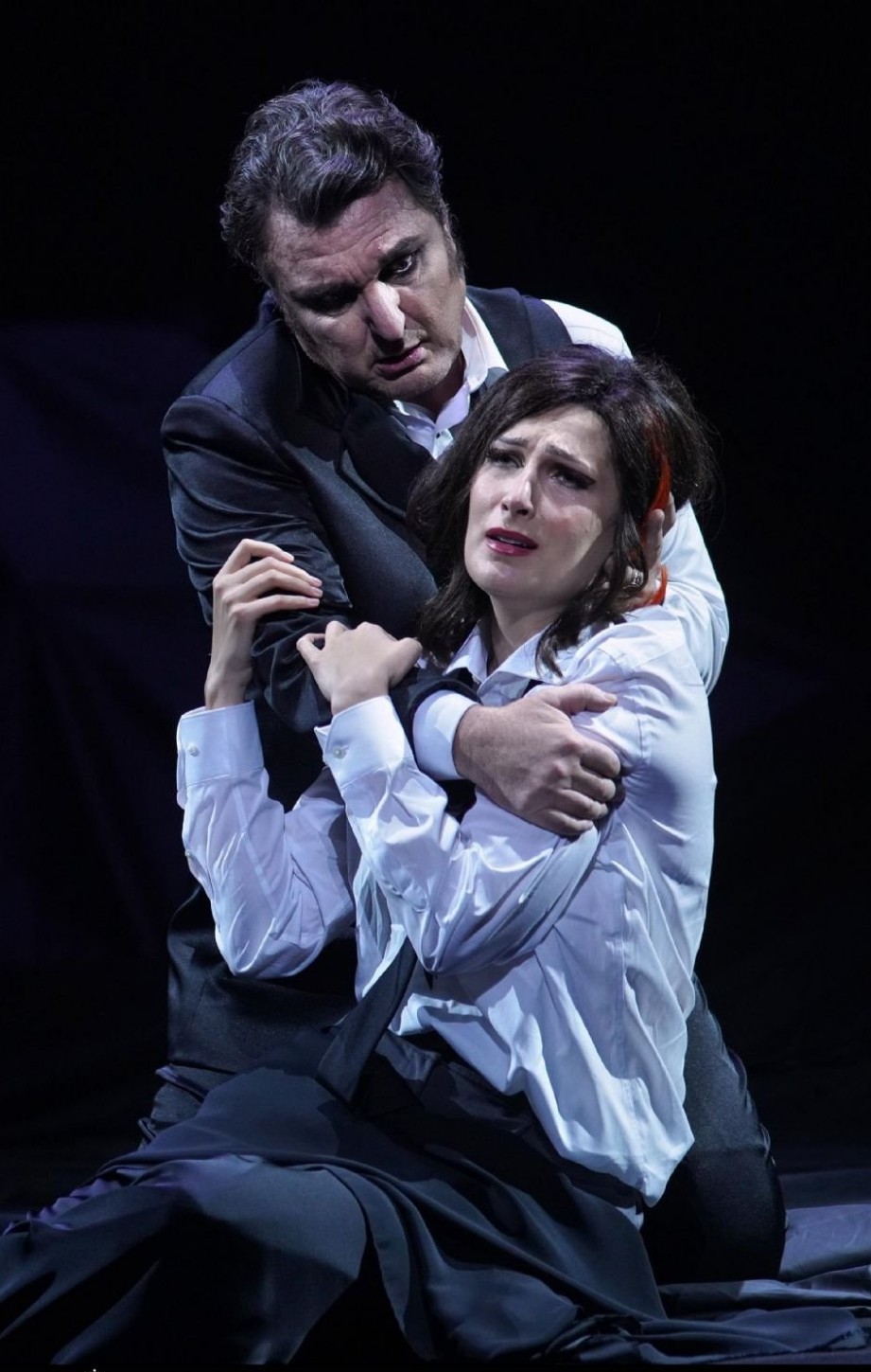 Adela Zaharia (Gilda) y Ludovic T�zier (Rigoletto) en el �Rigoletto� del Teatro Real