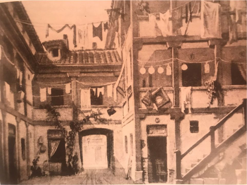 Decorado en el estreno de La verbena de la Paloma en el Teatro Apolo en 1894