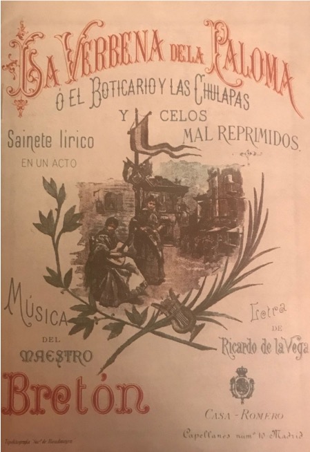 Portada de la partitura para voz y piano de �La verbena de la Paloma�
