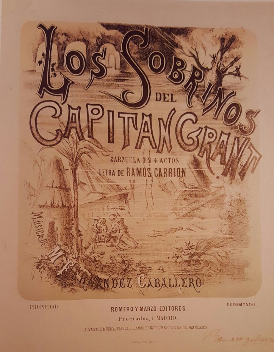 Portada de la zarzuela �Los sobrinos del capit�n Grant� de Manuel Fern�ndez Caballero