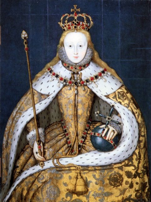 Retrato de Elizabeth I durante su coronación [anónimo; copia de entre 1600-1610 del original de 1559; National Portrait Gallery, London]
