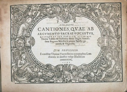 Portada de las Cantiones sacræ en su edición originalde 1575.